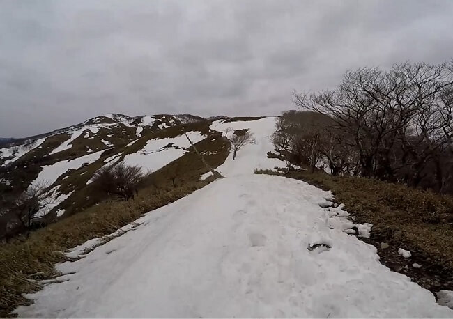 竜ヶ岳 遠足尾根の稜線 積雪
