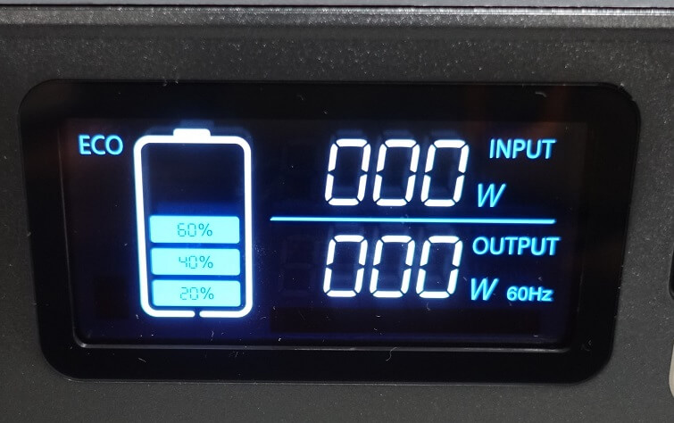 BLUETTI EB55のスクリーン表示 バッテリーの残量を表示する目盛が20％刻み